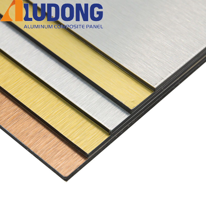 Pubblicità PE Core 0.3mm ACP Alucobond Drawing Aluminum Composite Panel Per Pareti Tende Rifugio Interno